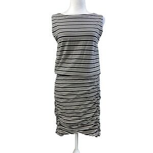 Athleta Womens Dress Tunic Small Black Striped‎ Stretch Sport Active Casual